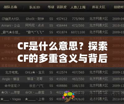 CF是什么意思？探索CF的多重含義與背后深層次的影響