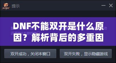 DNF不能雙開是什么原因？解析背后的多重因素