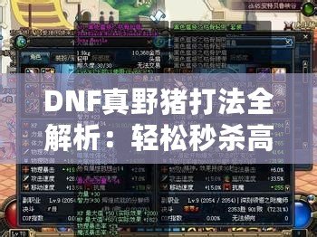 DNF真野豬打法全解析：輕松秒殺高效刷本，提升戰(zhàn)力不再難！