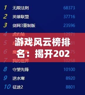 游戲風(fēng)云榜排名：揭開(kāi)2024年最受歡迎游戲的秘密