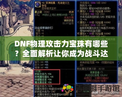 DNF物理攻擊力寶珠有哪些？全面解析讓你成為戰(zhàn)斗達人！