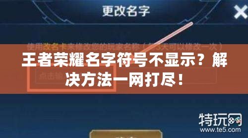 王者榮耀名字符號(hào)不顯示？解決方法一網(wǎng)打盡！