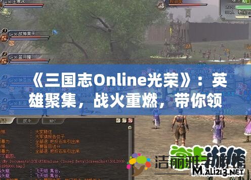 《三國(guó)志Online光榮》：英雄聚集，戰(zhàn)火重燃，帶你領(lǐng)略經(jīng)典再現(xiàn)的三國(guó)世界