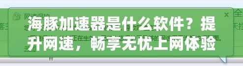 海豚加速器是什么軟件？提升網(wǎng)速，暢享無憂上網(wǎng)體驗！